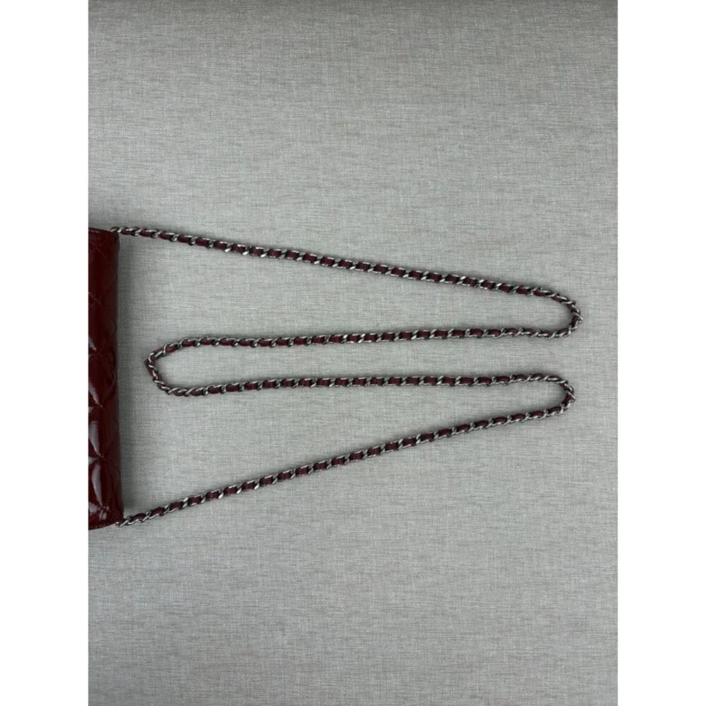 CHANEL Burgundy Patent Leather Wallet on Chain WOC SHW